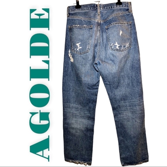 AGOLDE 90s Jean Distressed High Rise Relaxed Buttonfly, Size 28 - Picture 3 of 12
